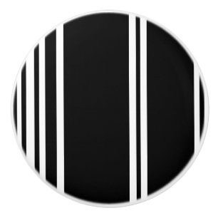 Black and White Modern Stripes Ceramic Knob