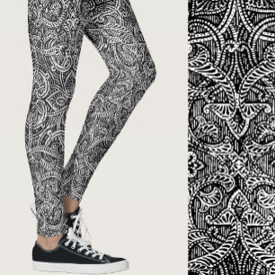 Black and white modern stylish trendy pattern leggings