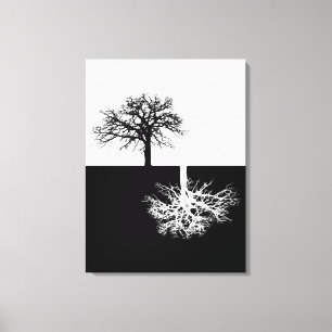 Black and white modern tree art canvas