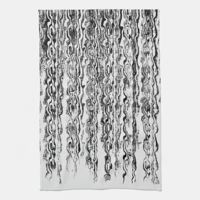 Black and White Modern Trendy Abstract Pattern Tea Towel (Vertical)