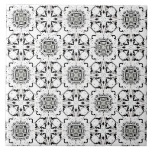 Black and White Modern Tribal Pattern Tile