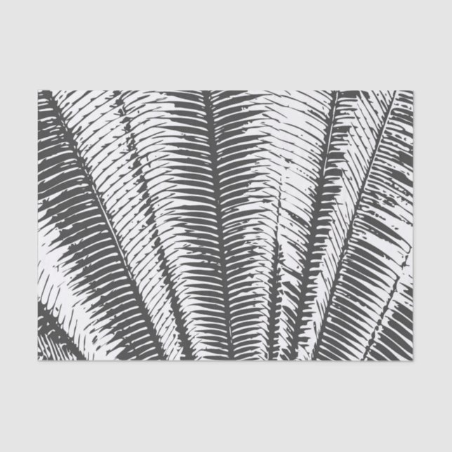 Black and White Modern Tropical Palm Fronds Tissue Paper (Front)