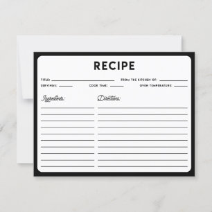 Black and White Modern Typography Recipe Card