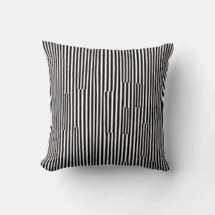 Black and White Modern Vertical Bold Line Pattern Cushion