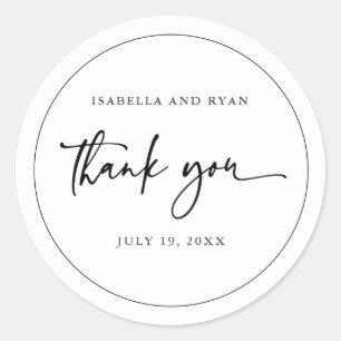 Black and White Modern Wedding Calligraphy Classic Round Sticker