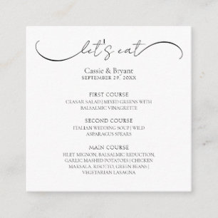 Black and White Modern Wedding Menu Enclosure Card