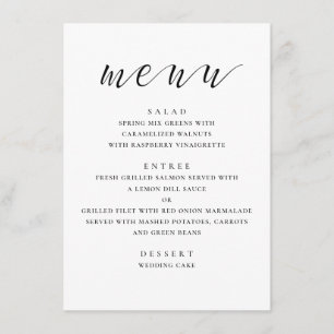 Black and white modern wedding. Minimalist script Menu