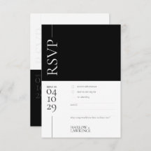 Black and White Modern Wedding RSVP Card