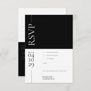 Black and White Modern Wedding RSVP Card
