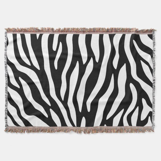 Black and white modern zebra print throw blanket (Front)