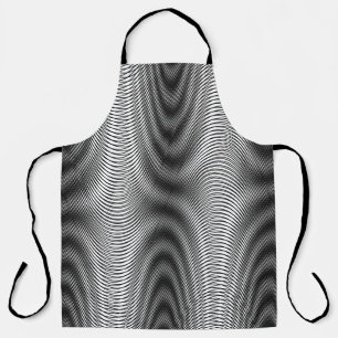 Black and White Moiré Stripes - Trippy Abstract Apron