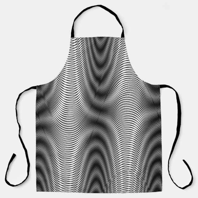 Black and White Moiré Stripes - Trippy Abstract Apron (Front)