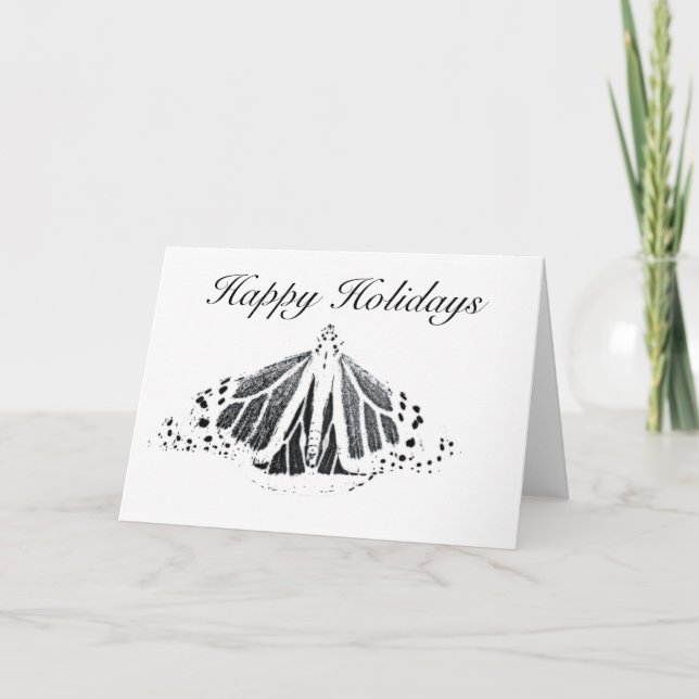 Black and white monarch, Happy holidays Holiday Card (Front)