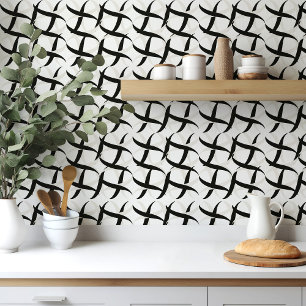 Black and white monochromatic accent floral  tile