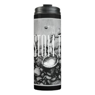 BLACK AND WHITE MONOCHROME BEACH PHOTO SHELL STONE THERMAL TUMBLER