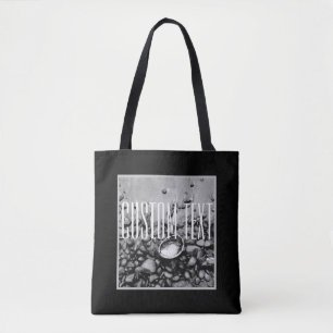 BLACK AND WHITE MONOCHROME BEACH PHOTO SHELL STONE TOTE BAG