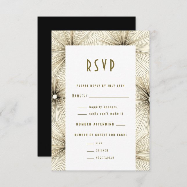 Black and White Monochrome Fireworks RSVP Card (Front/Back)