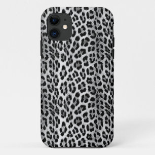 Black and white monochrome, leopard pattern iPhone 11 case