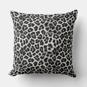 Black and white monochrome, leopard pattern cushion