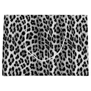 Black and white monochrome, leopard pattern large gift bag
