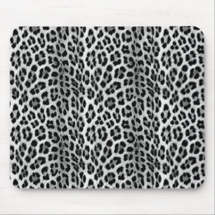 Black and white monochrome, leopard pattern mouse mat