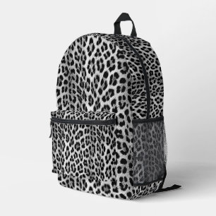 Black and white monochrome, leopard pattern printed backpack