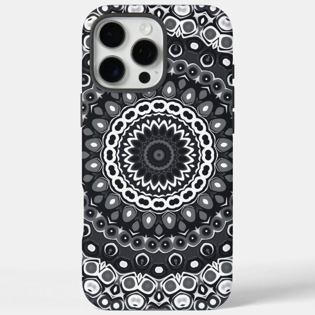 Black and White Monochrome Mandala Pattern Case-Mate iPhone Case (Back)