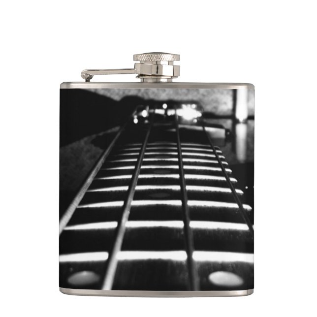 Black and White Monogram Bass Guitar Flask (Front)
