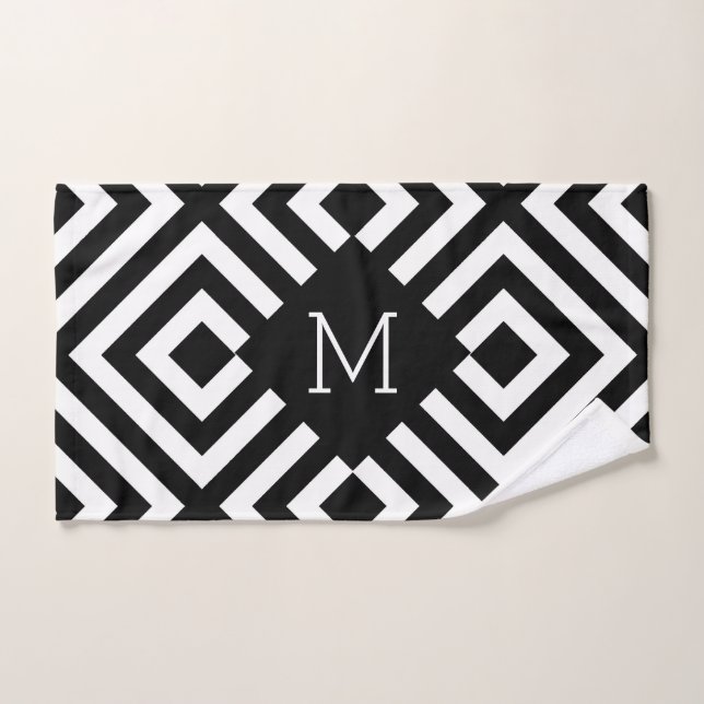 Black and White Monogram Bath Towel Set (Hand Towel)