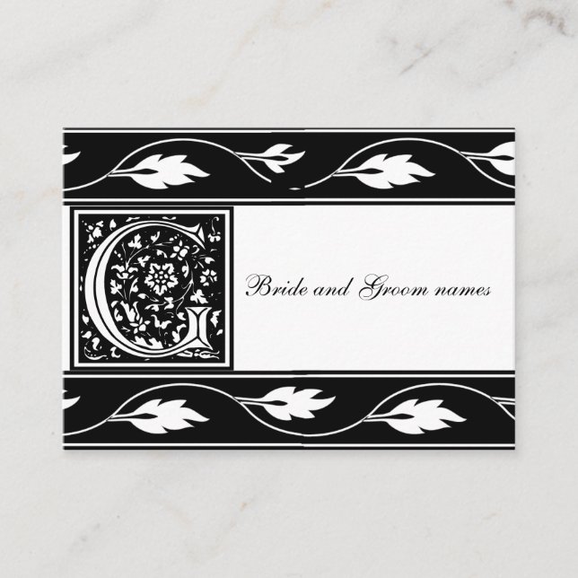 Black And White Monogram G Bridal Registry Card (Front)