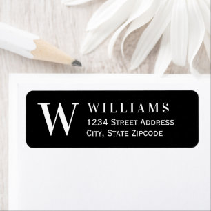 Black and White Monogram Initial Address