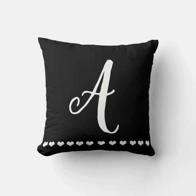 Black and White Monogram Initial Cushion (Front)