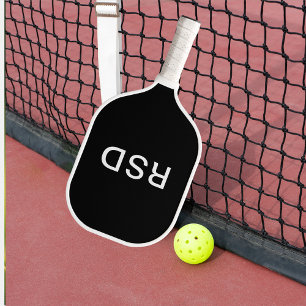 Black and White Monogram Initials Pickleball Paddle