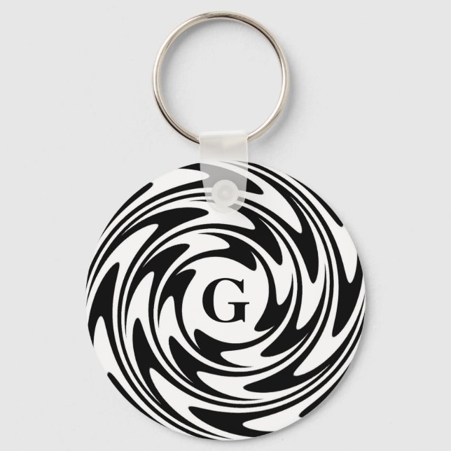 Black and White Monogram Key Ring (Front)
