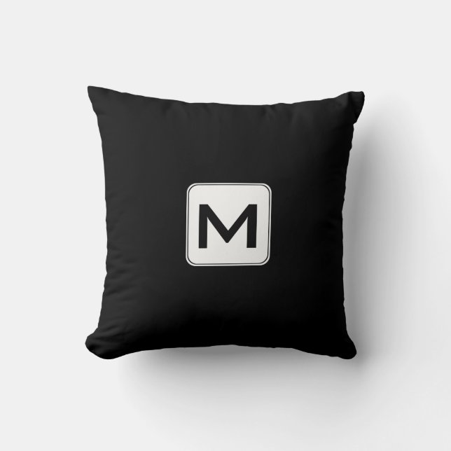Black and White Monogram M Throw Pillows (Front)