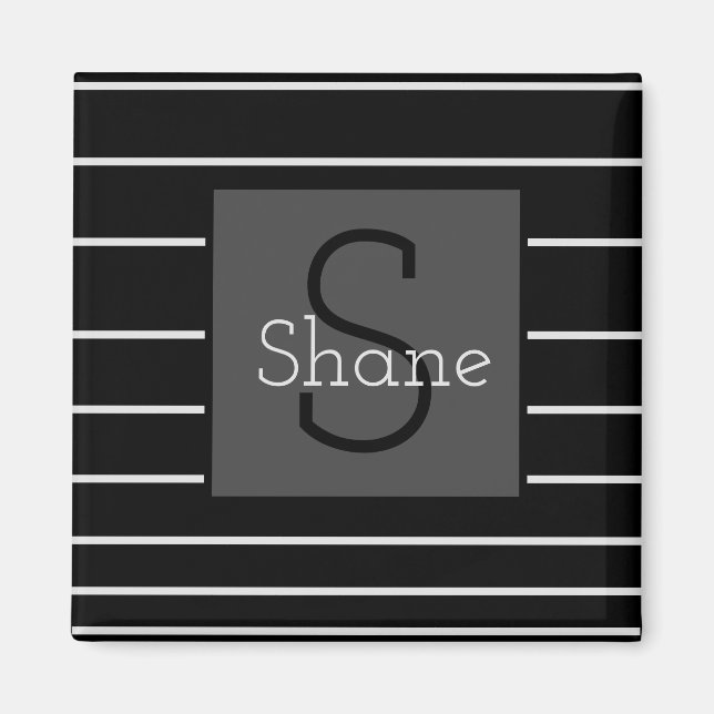 Black and White Monogram Magnet (Front)