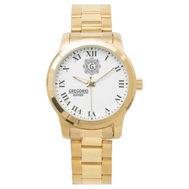 Black and white Monogram modern minimalist elegant Watch (Front)