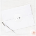 Black and White Monogram Modern Wedding Classic Round Sticker<br><div class="desc">Minimalist and modern design.</div>