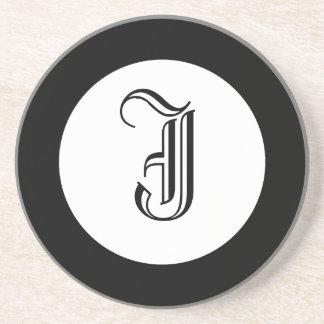 Black and White Monogram Personalised Coaster
