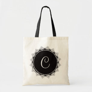 Black and White Monogram Personalised Tote Bag