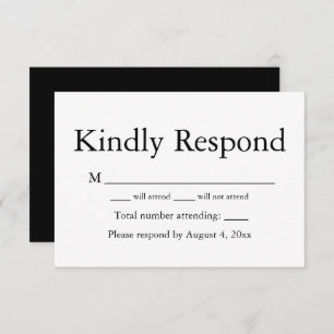 Black and White Monogram Response RSVP Card