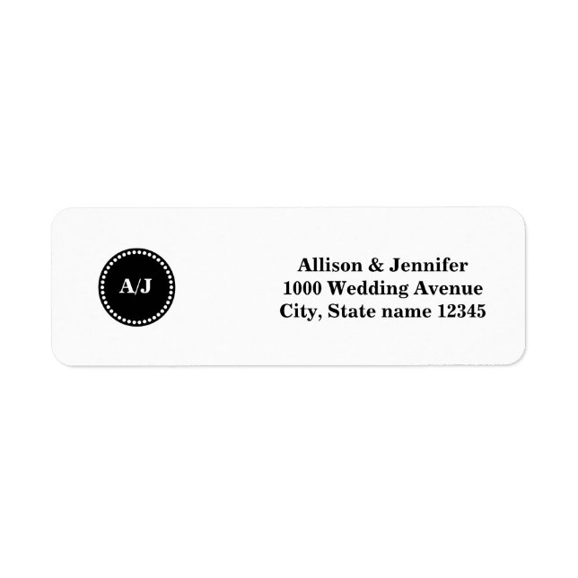 Black and White Monogram Return Address (Front)