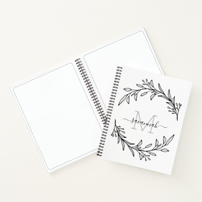  Black And White  Monogram Sketchbook  Notebook (Inside)