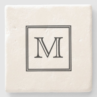 Black and White Monogram Stone Coaster