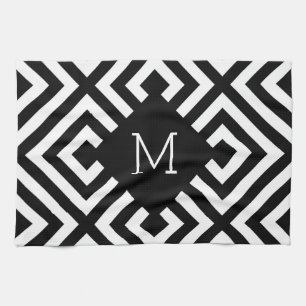Black and White Monogram Tea Towel