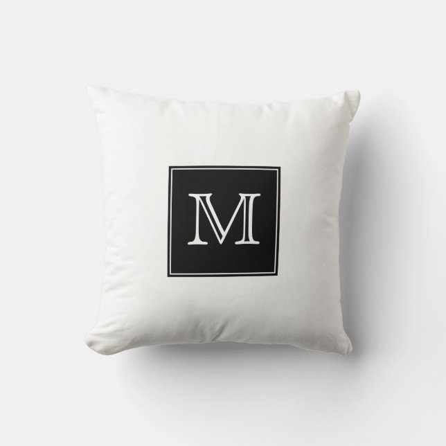 Black and White Monogram Throw Pillow (Front)