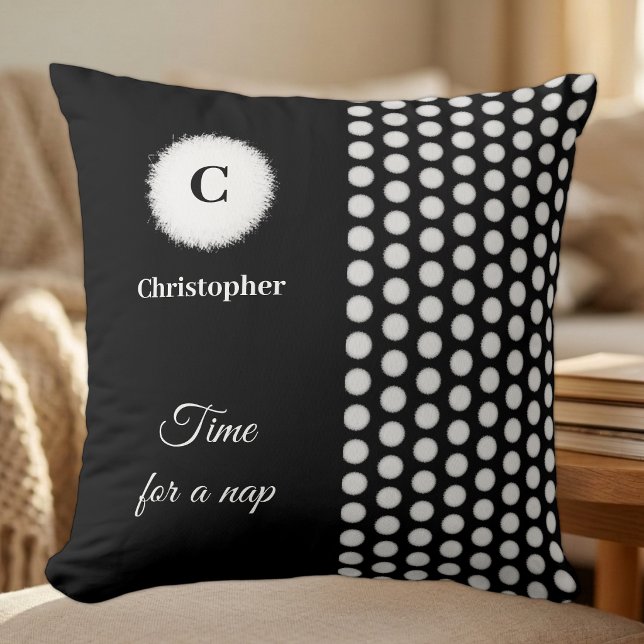 Black and white monogram time for a nap cushion (Creator Uploaded)