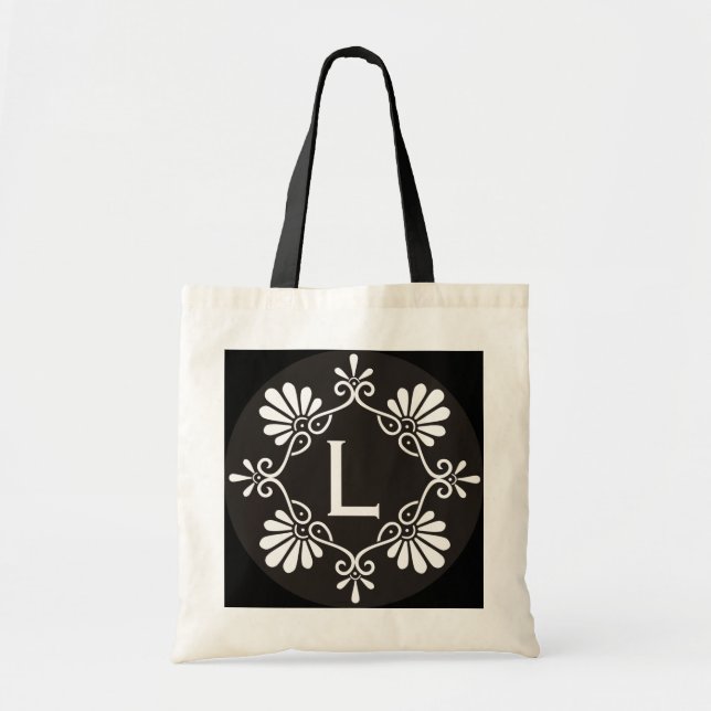 Black And White Monogram Tote Bag (Front)