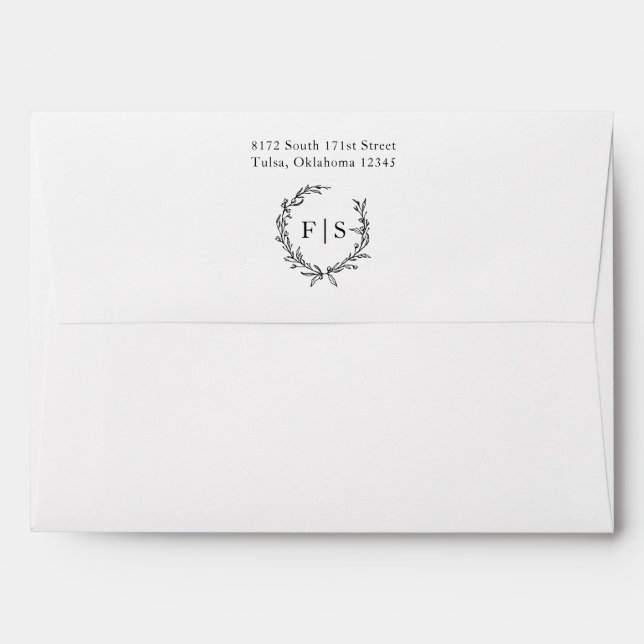 Black and White Monogram Wedding Envelopes (Back (Top Flap))