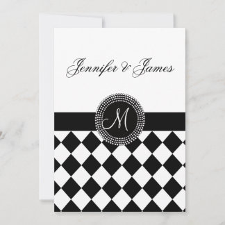 Black and White Monogram Wedding Invitation